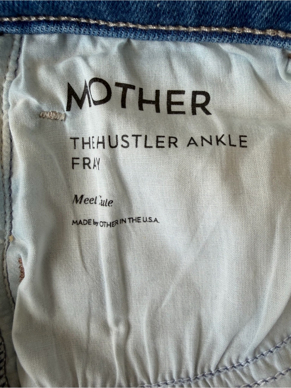 MOTHER Light Blue Ankle Crop Jeans with Frayed Hem - Picture 8 of 10